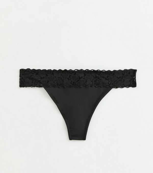 new look Black Lace Trim Thong