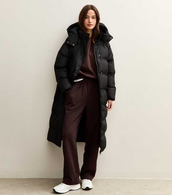new look Black Longline Padded Puffer Coat