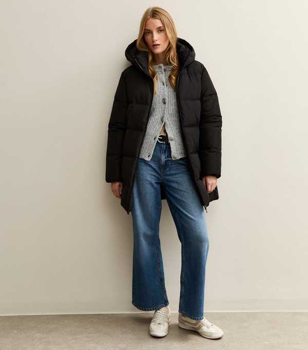 New Look Black Midi Length Puffer Jacket