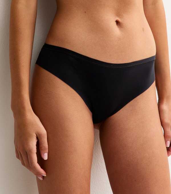 new look Black No VPL Lace Back Brazilian Briefs