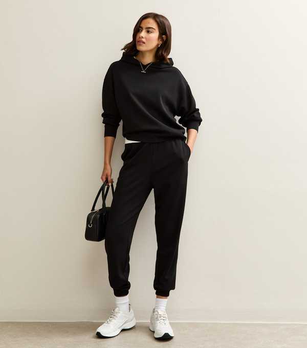 New Look Black Premium Jersey Hoodie