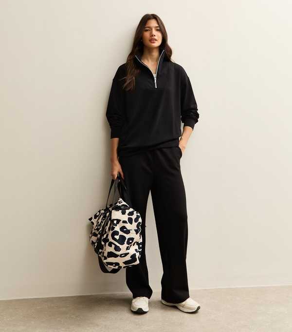 New Look Black Premium Quarter Zip Sweatshirt