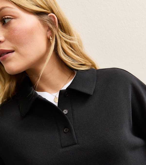 New Look Black Relaxed Rugby Sweatshirt