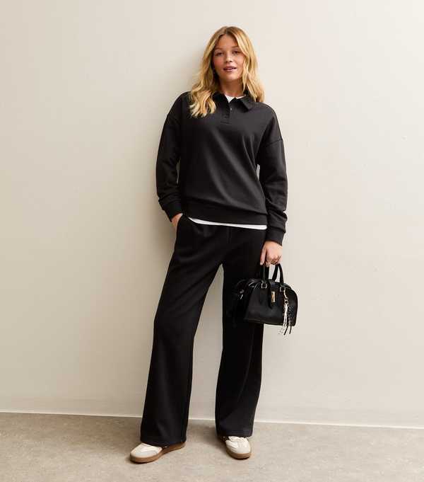 New Look Black Relaxed Rugby Sweatshirt