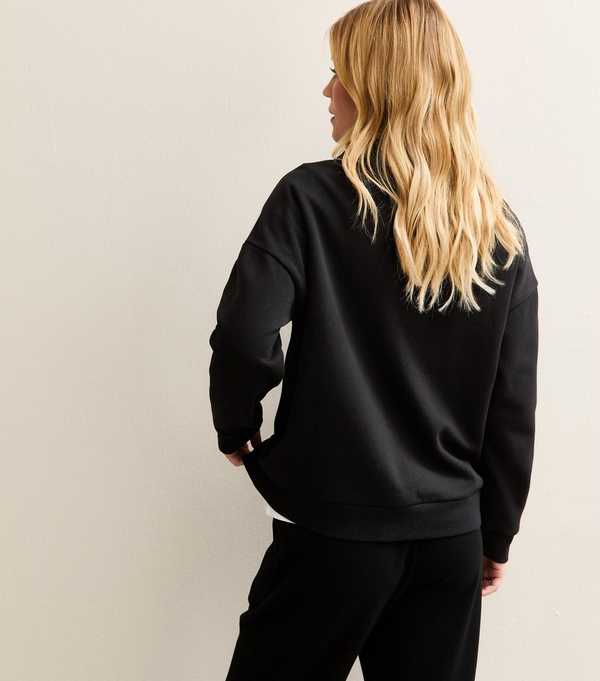 New Look Black Relaxed Rugby Sweatshirt