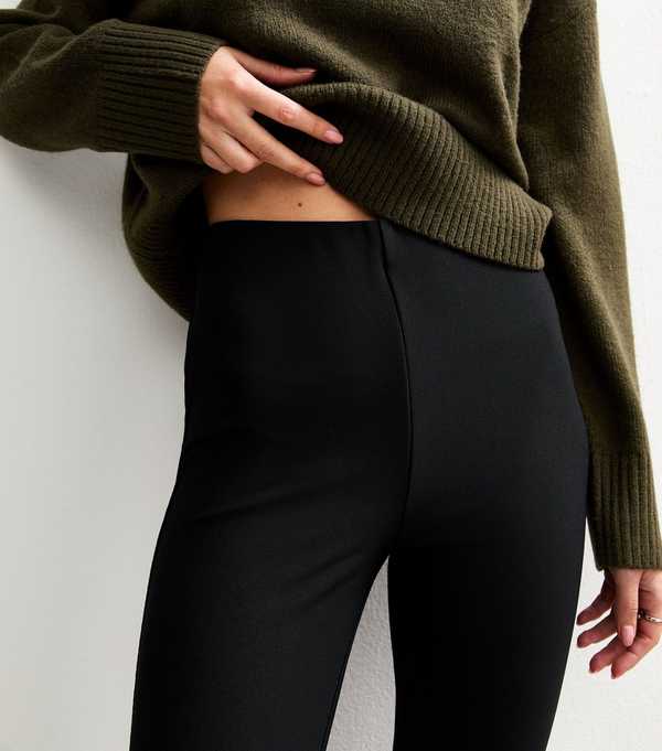 New Look Black Ribbed Flared Trousers