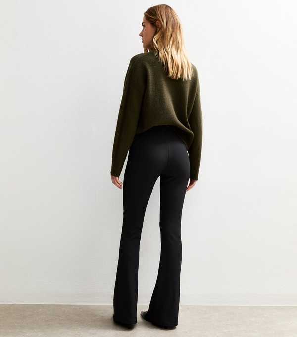 New Look Black Ribbed Flared Trousers