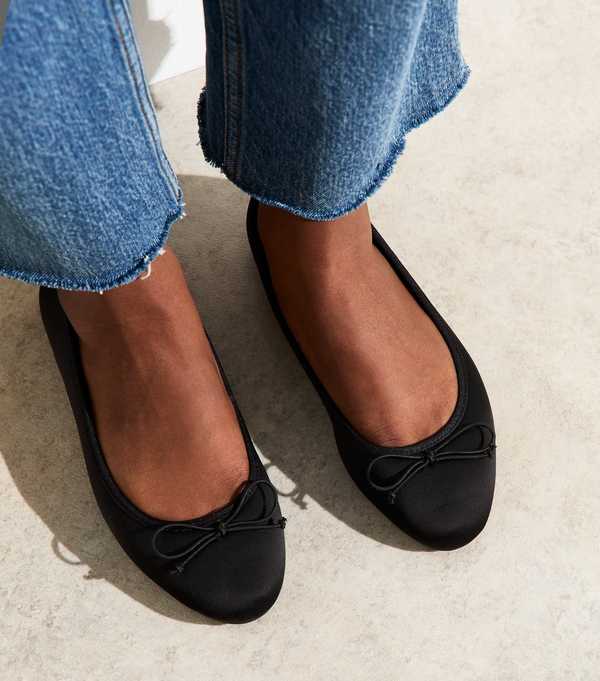 New Look Black Satin Ballet Flats