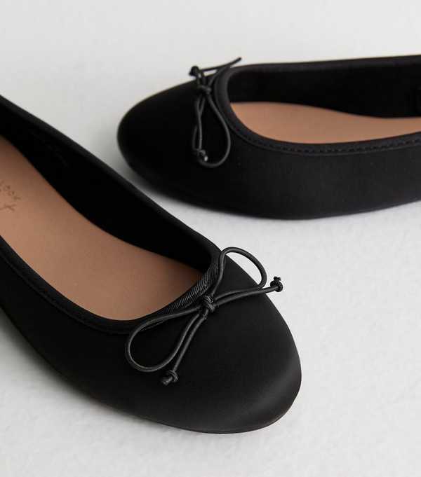 New Look Black Satin Ballet Flats