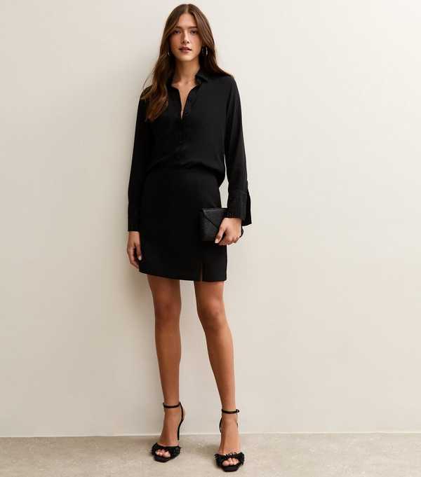 New Look Black Sequin Cuff Long Sleeve Shirt