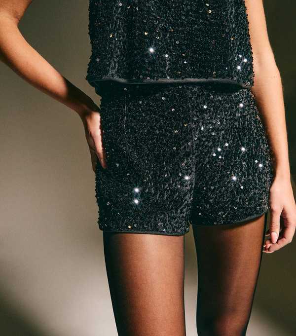 New Look Black Sequin Mini Shorts