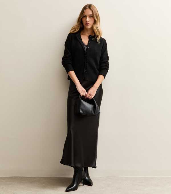 New Look Black Sequin Neck Trim Cardigan