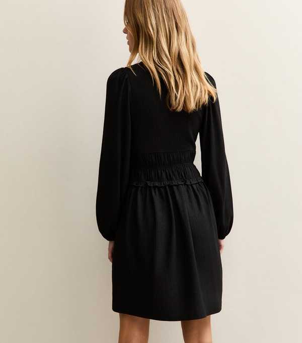 New Look Black Shirred Waist Mini Dress