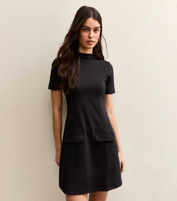 New Look Black Short Sleeve Mini Dress