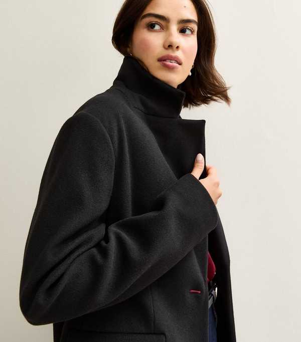 New Look Black Single Button Lined Coat