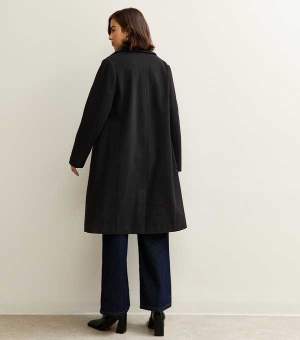New Look Black Single Button Lined Coat