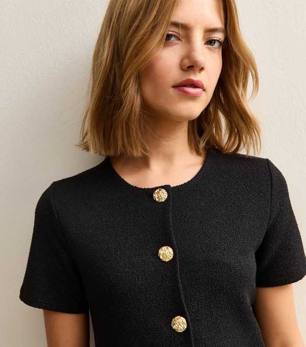 New Look Black Sparkly Jacquard 2 In 1 Mini Dress