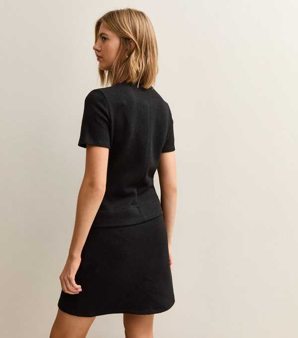 New Look Black Sparkly Jacquard 2 In 1 Mini Dress