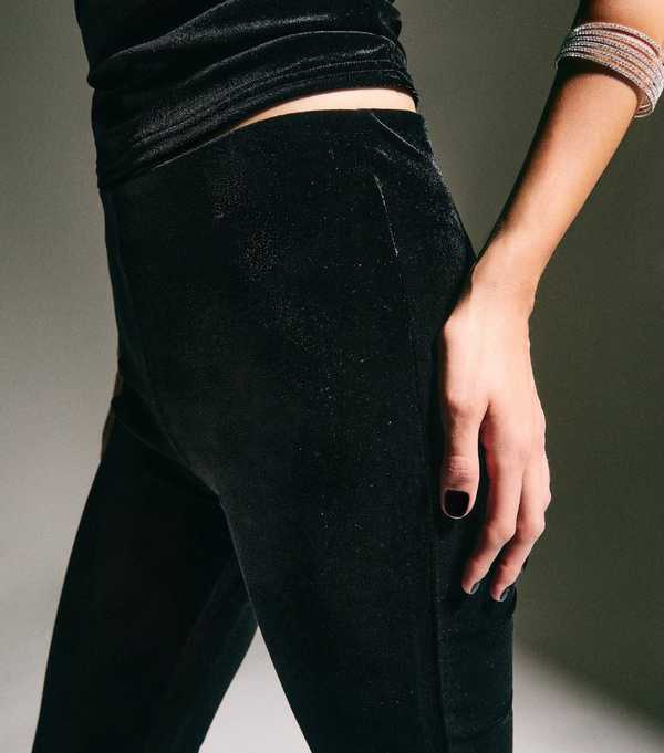 New Look Black Velvet Flared Trousers