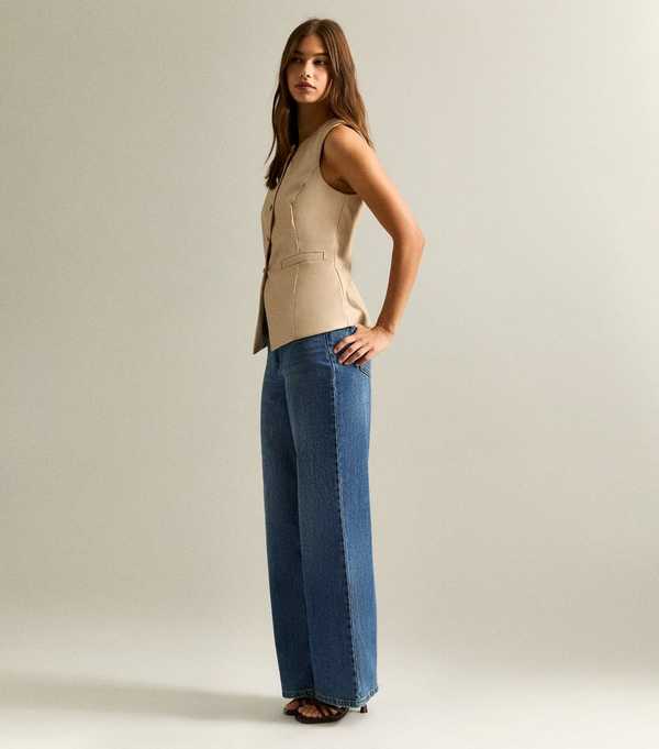 New Look Blue Adalae High Waisted Wide Leg Jeans