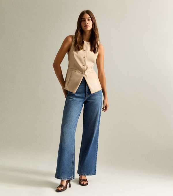 New Look Blue Adalae High Waisted Wide Leg Jeans