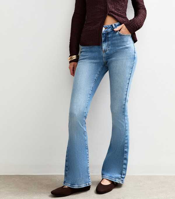 New Look Blue Low Rise Flare Leg Denim Jeans