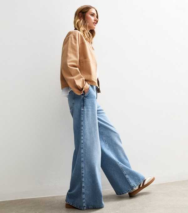 new look Blue Palazzo Wide Leg Jeans