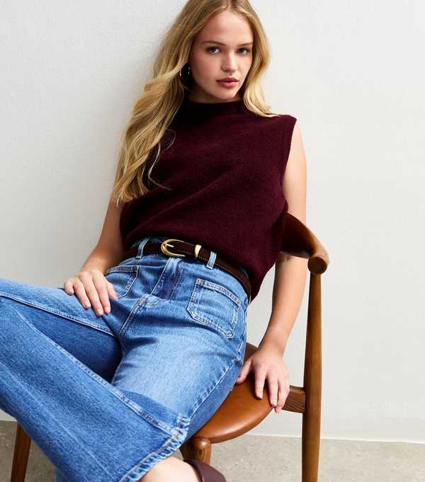 New Look Blue Patch Pocket Flared Denim Jeans