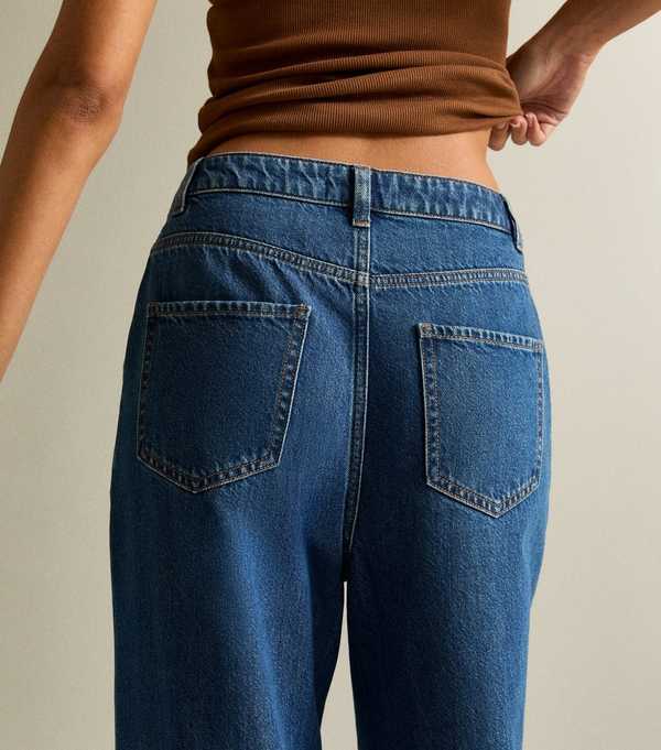 New Look Blue Pleated Wide Leg Jeans
