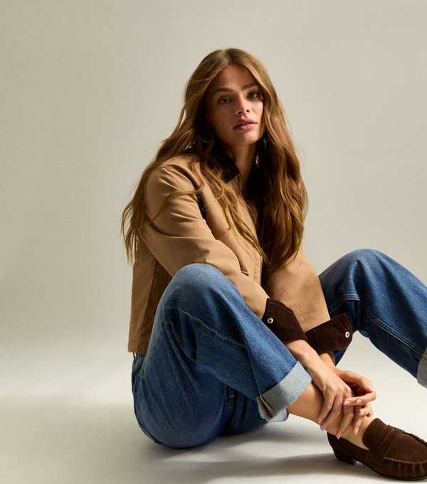 New Look Blue Turn Up Cuff Wide Leg Jeans