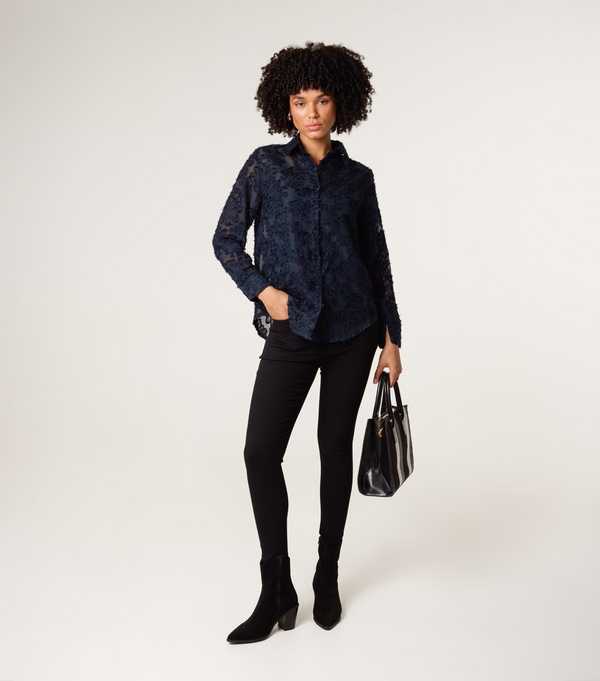 New Look Blue Vanilla Navy Fluffy Oversized Shirt