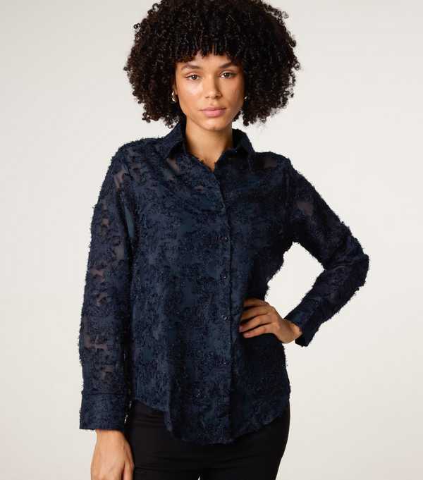 New Look Blue Vanilla Navy Fluffy Oversized Shirt