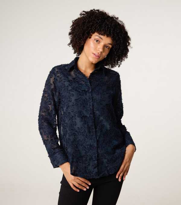 new look Blue Vanilla Navy Fluffy Oversized Shirt