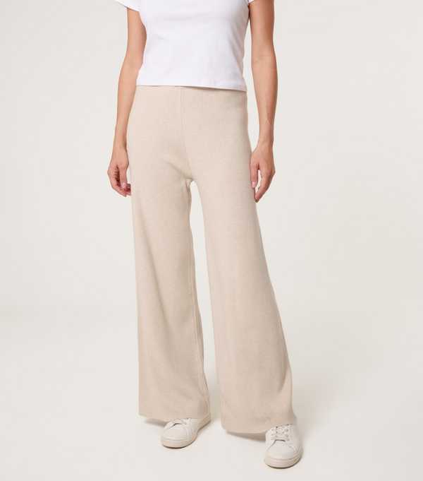 New Look Blue Vanilla Stone Knit Wide Leg Trouser