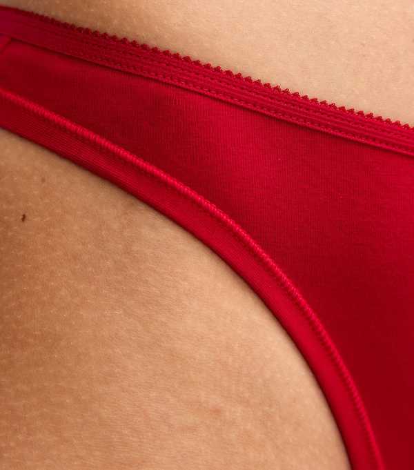 New Look Bright Red Cotton Ruched Thong