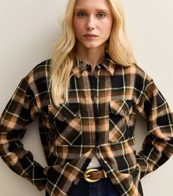 New Look Brown Checked Brushed Shirt