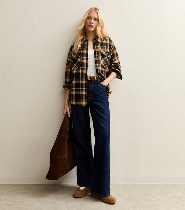 New Look Brown Checked Brushed Shirt