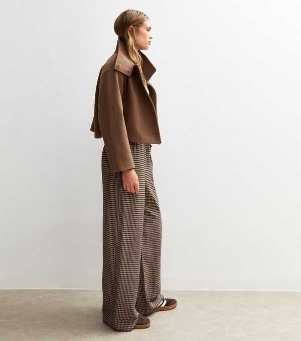 New Look Brown Checked Wide Leg Trousers