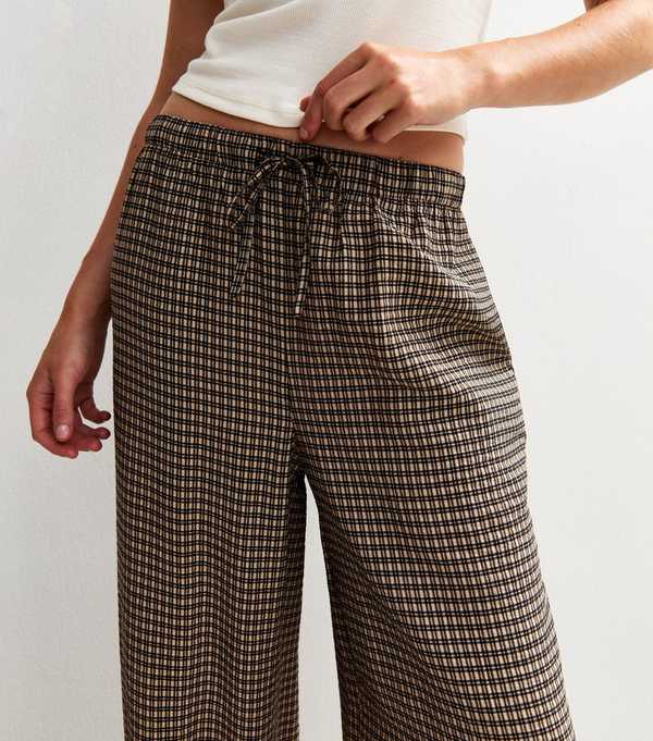 New Look Brown Checked Wide Leg Trousers