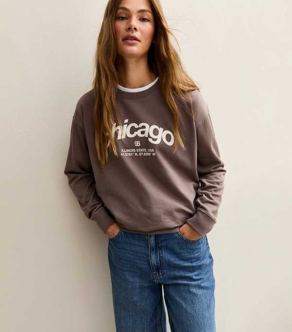 New Look Brown Chicago Logo Sweatshirt