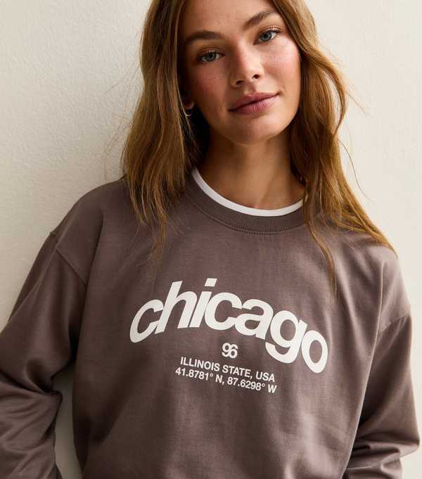 New Look Brown Chicago Logo Sweatshirt