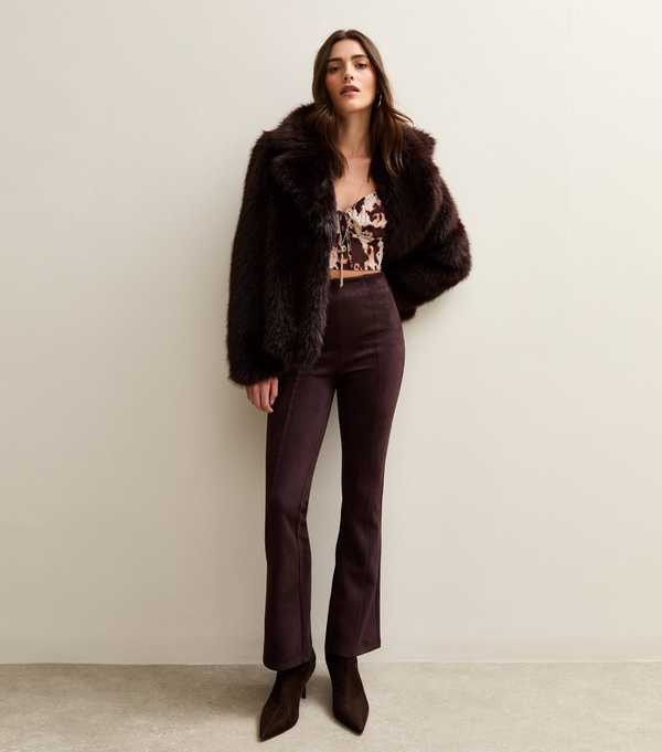 New Look Brown Cow Print Long Sleeve Milkmaid Top