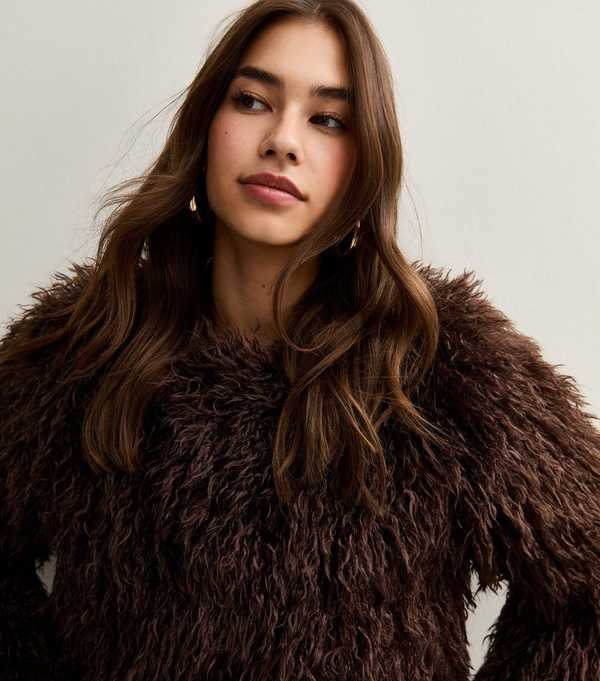 New Look Brown Faux Fur Coat