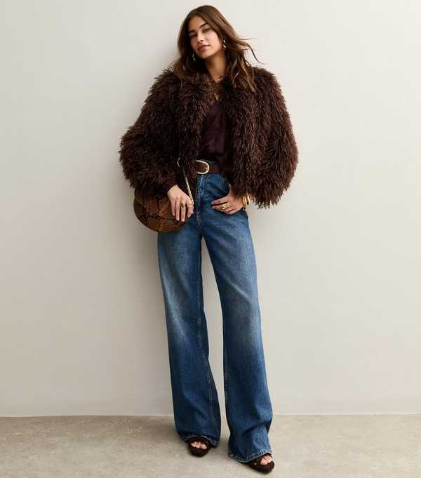 New Look Brown Faux Fur Coat
