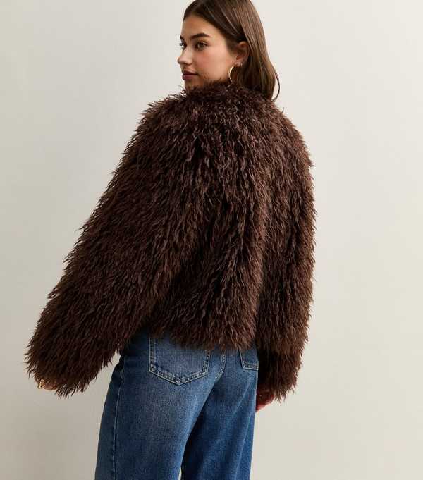 New Look Brown Faux Fur Coat