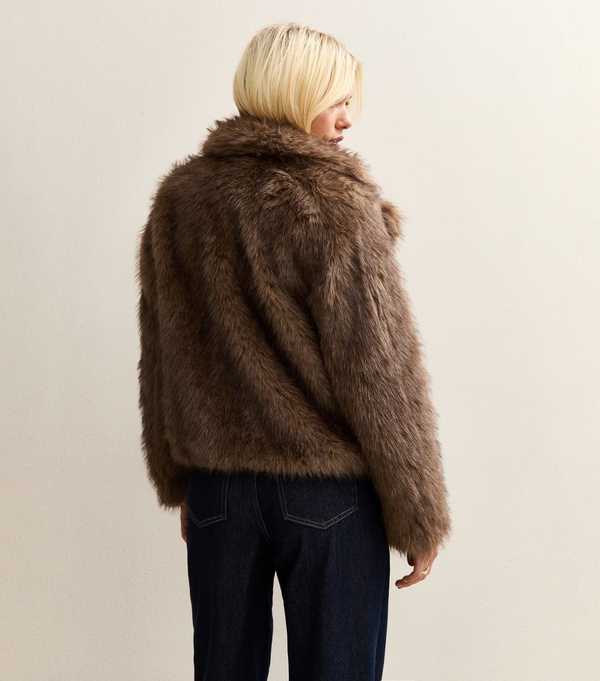 New Look Brown Faux Fur Coat