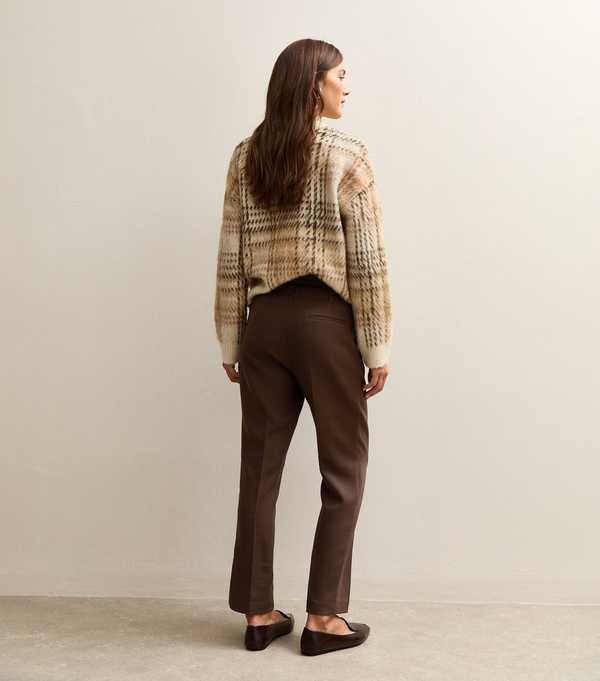 New Look Brown Pleated Paperbag Trousers