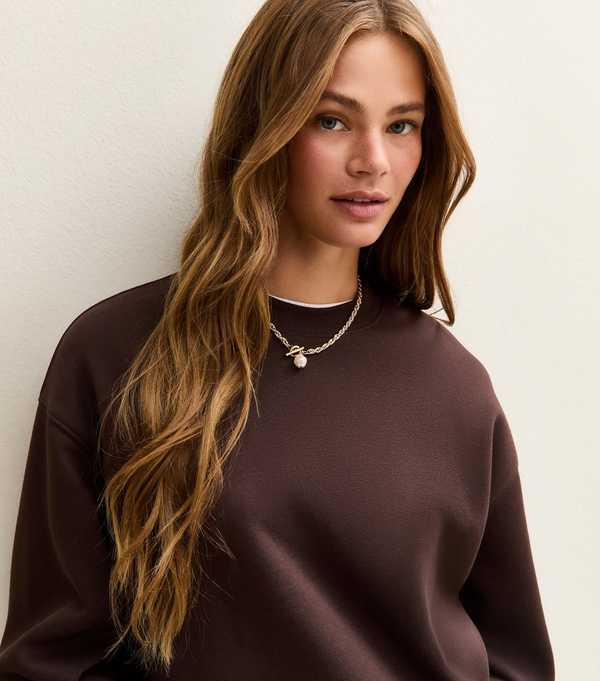 New Look Brown Relaxed Fit Crew Neck Sweatshirt