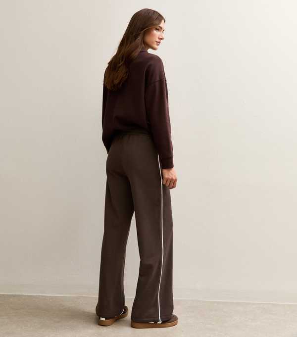 New Look Brown Side Stripe Wide Leg Joggers