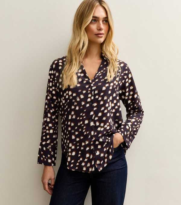 new look Brown Speckled Pattern Colin Shirt